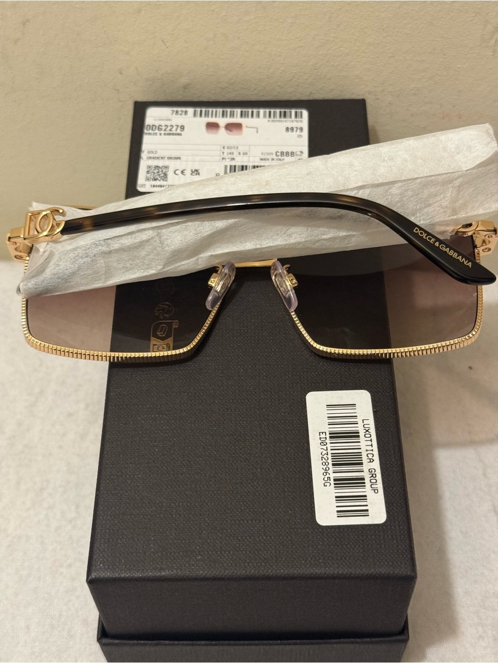 NWT Dolce & Gabbana Gold DG2279 Square Sunglasses - Full Set - Picture 17 of 17